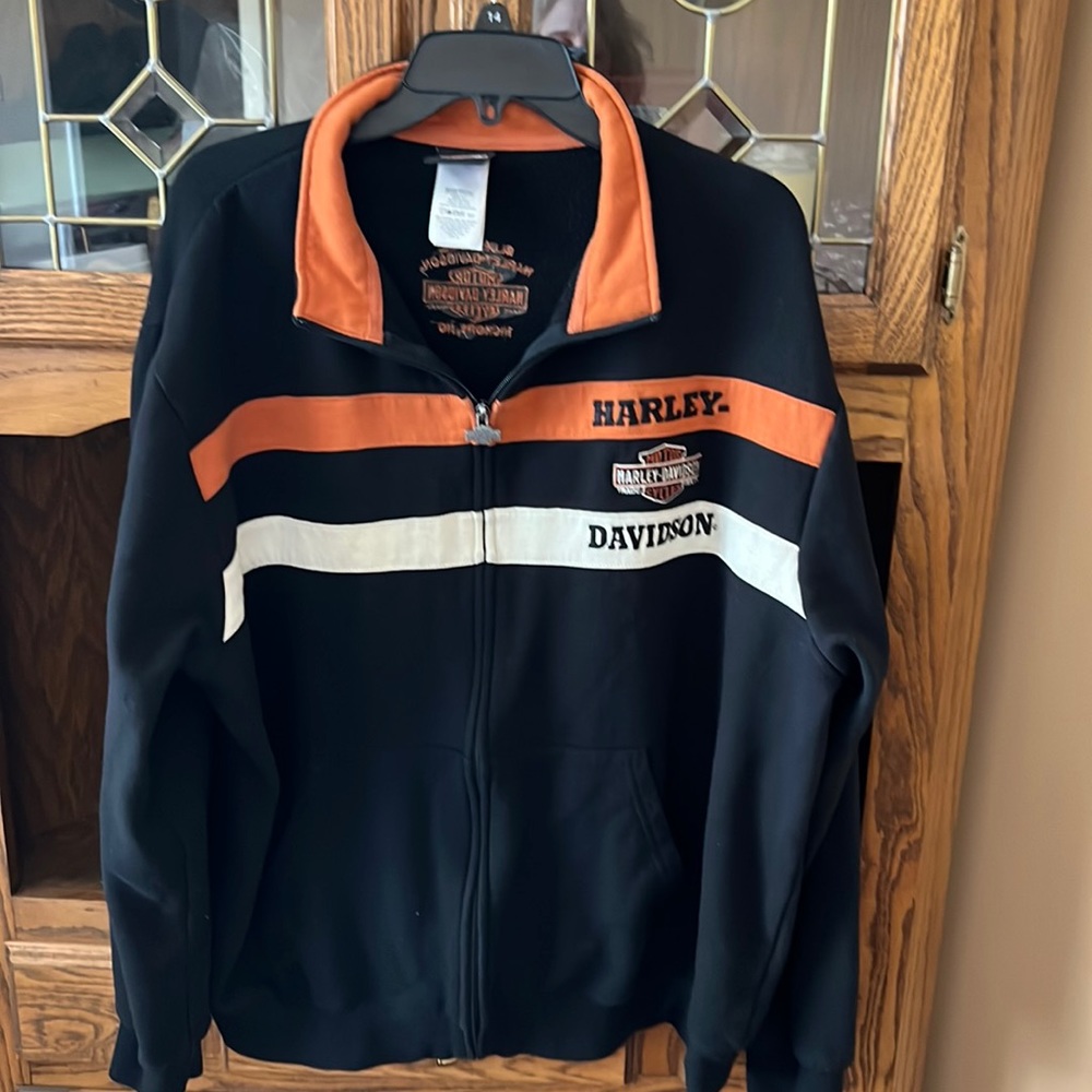 Vintage Black Harley Davidson Cycles Knit Jacket. Mens XL